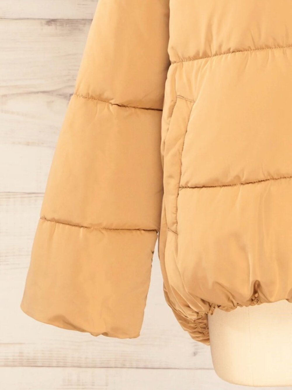 Winter Puffer Jacket Short Oversized Beige S - Picture 15 of 16
